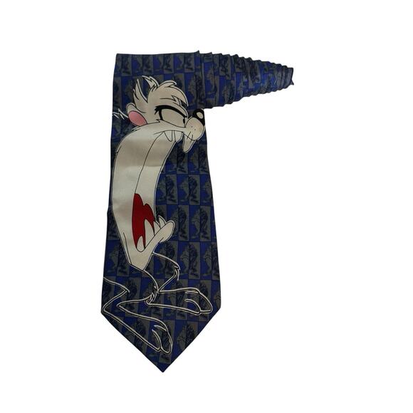 Looney Tunes By Balancine Tasmanian Devil Taz Yelling Blue White Cartoon Necktie - Picture 1 of 7